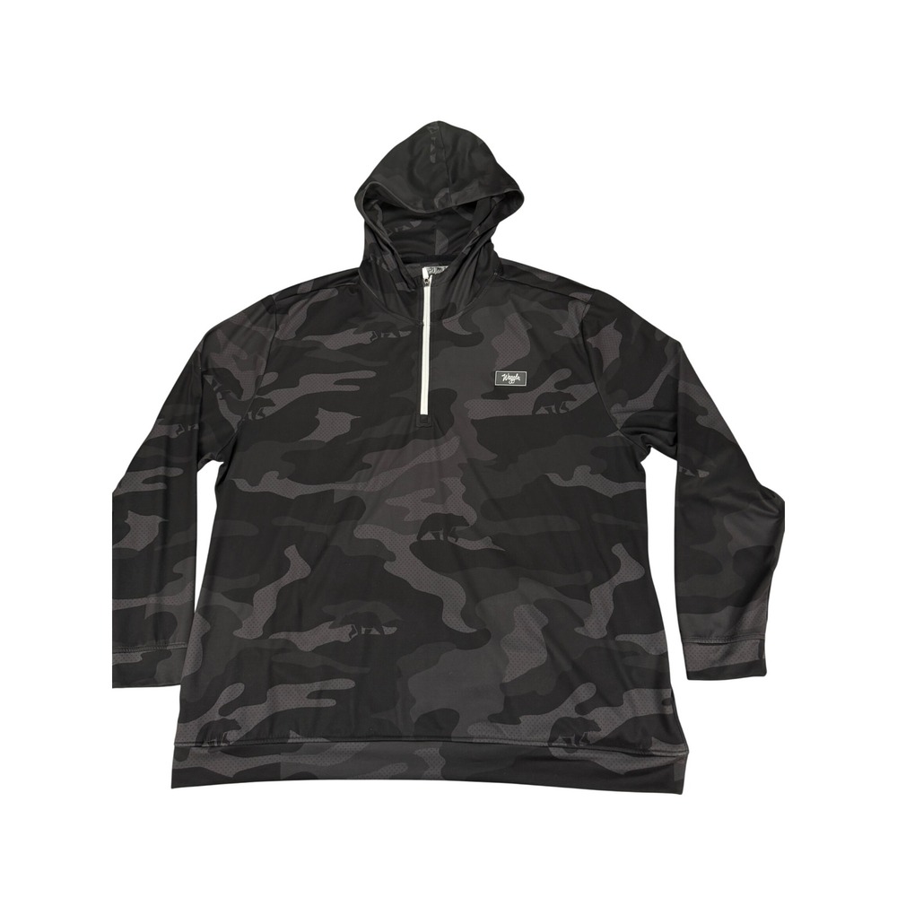 Waggle Golf Mens 4XL Camo Bear Quarter Zip Performance Hoodie Grey Activewear